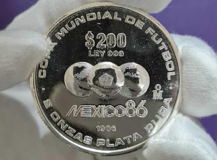 Moneda de plata del Mundial M&eacute;xico 86