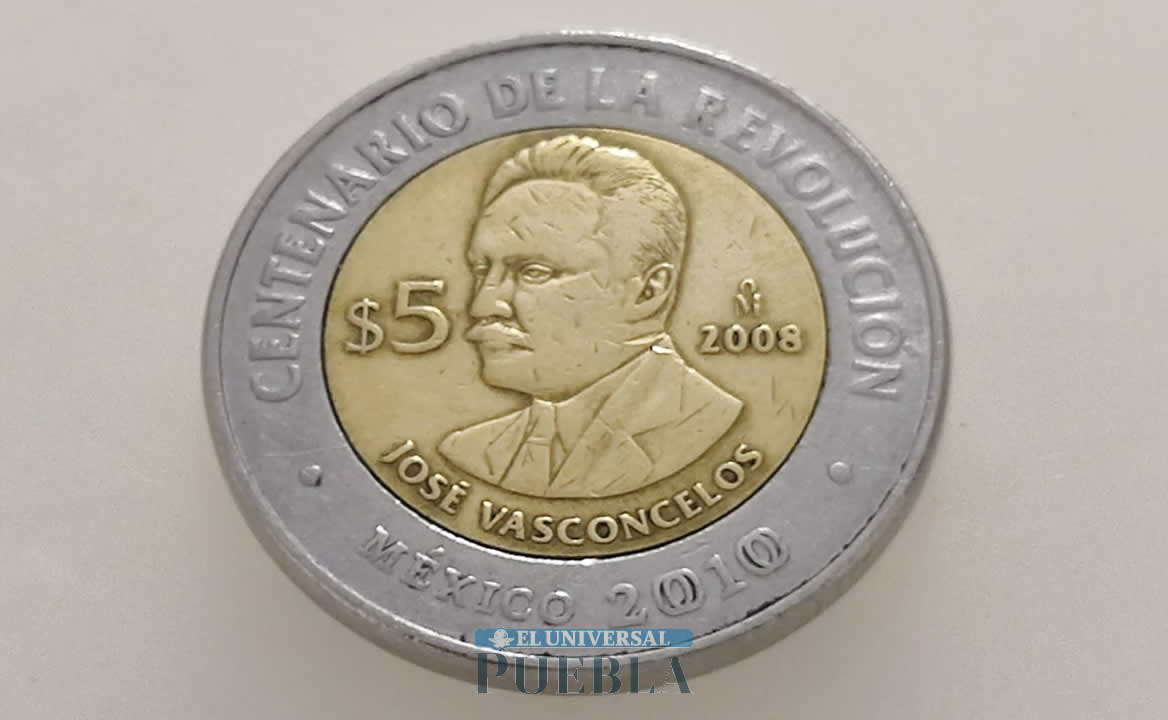 Moneda 5 pesos Jos&eacute; Vasconcelos